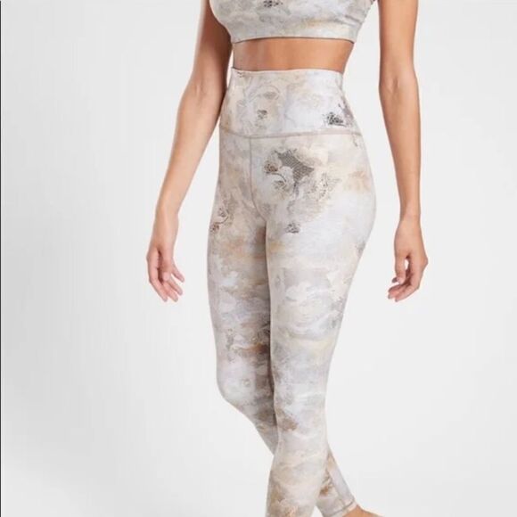 Athleta Pants - Athleta Silver Gold Elation Gilded High Rise Leggings